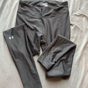 Under armour metallic leggings compression heat gear size small color silver